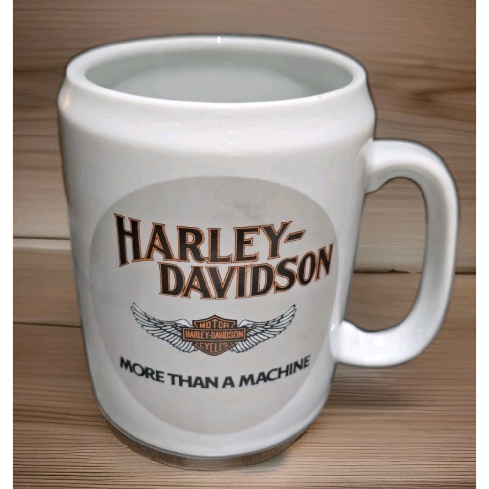 Vintage Harley-Davidson Coffee Mug Cup More Than A Machine Winged Logo White